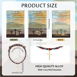 Feifeiya 50 Sets Easter Gift Baskets Stuffers Cross Salvation Bracelets with Bible Verse Cards Religious Bracelets Gospel Tracts Cards Christian Faith Gifts for Women Men Church Sunday School