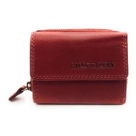 Genuine Leather Compact Wallet for Men & Women - Small Wallet with RFID Protection, 2 Note Compartments, Zip Coin Pocket, Genuine Leather, red, S, Casual