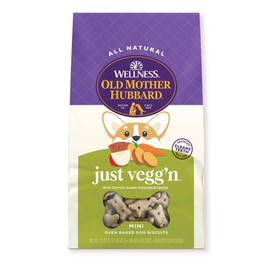 Old Mother Hubbard Wellness Just Vegg'n Dog Biscuits, Natural, Training Treats, Sweat Potato, Oats, Apples & Carrots Flavor, Mini Size, (20 Ounce Bag)