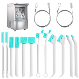 Ice Maker Cleaners Set, 12pcs Ice Machine Cleaning Brush Kit and 2pcs Drain Pipe Brushes Multipurpose Household Tiny Detail Cleaner Tool Scrub Brushes for Small Space Gaps Corner