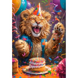 CASTORLAND Castorland C-105359-2 Castorland C-105359-2 1000-Piece Jigsaw Puzzle Happy Birthday Lion Party Scene Funny Animal Scene for Adults, Castorland C-105359-2