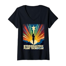 Hydroelectric Plant Technician Funny Female Hero Job Women V-Neck T-Shirt