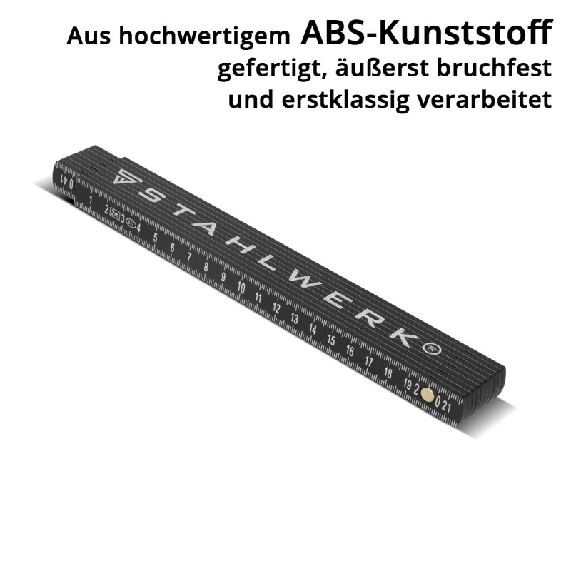 STAHLWERK Ruler Set of 3 2 Metres Precise Plastic Folding