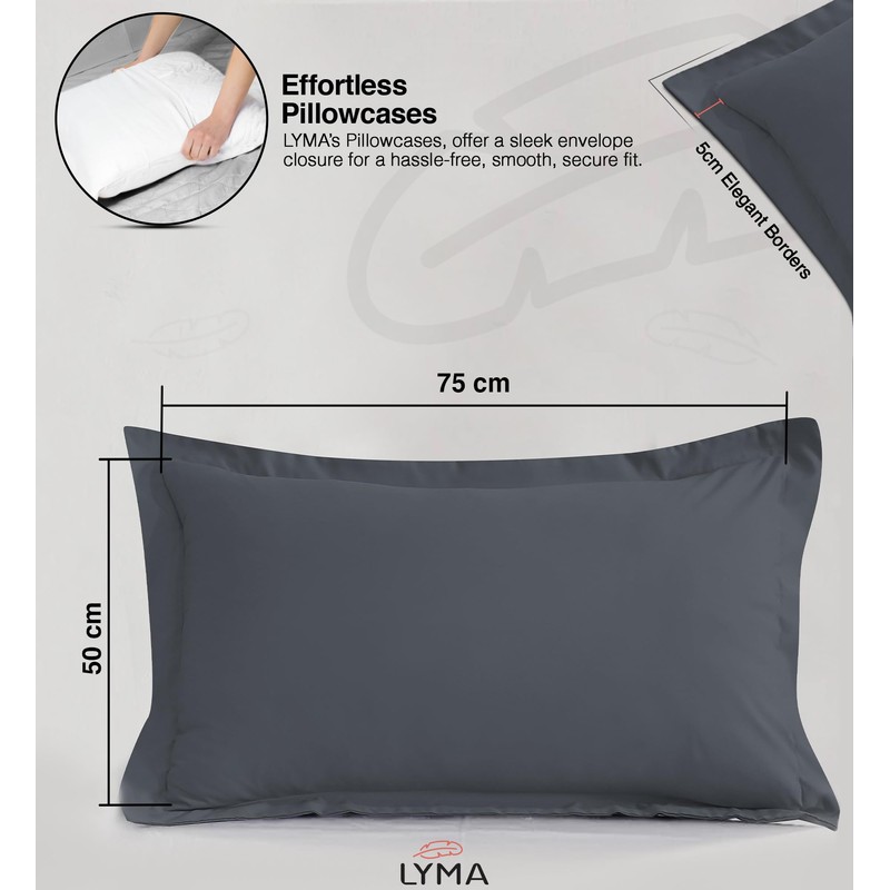 LYMA Bedding Pillow Cases 2 Pack, Ultra Soft Breathable Oxford