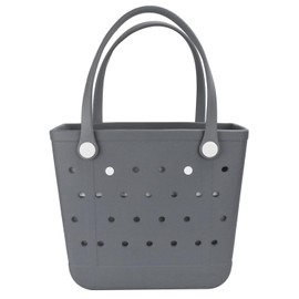 Addoklm Medium Size Lightweight Rubber Beach Bag BABY Small Waterproof Washable Tote (Grey)