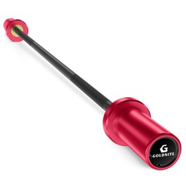 GOLDNITE 5.5LB Mini Barbell Bar 4Ft for Beginners Women & Kids-100LB Capacity Lightweight Weightlifting Bar for 2-Inch Weight Plates Total Body Workout Strength Training Home Gym Black Bar Red Sleeves