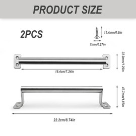 0XBIT Sliding Door Handle, Pack of 2 Silver Barn Door Handle, Sliding Door Handle with Thickened Base, Furniture Handles Stainless Steel for Cabinet Doors, Barn Doors, Sliding Doors, Garden Doors and