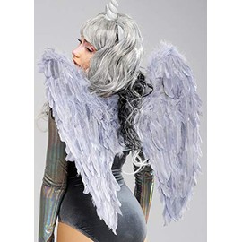 Magical Unicorn Grey Feather Angel Wings
