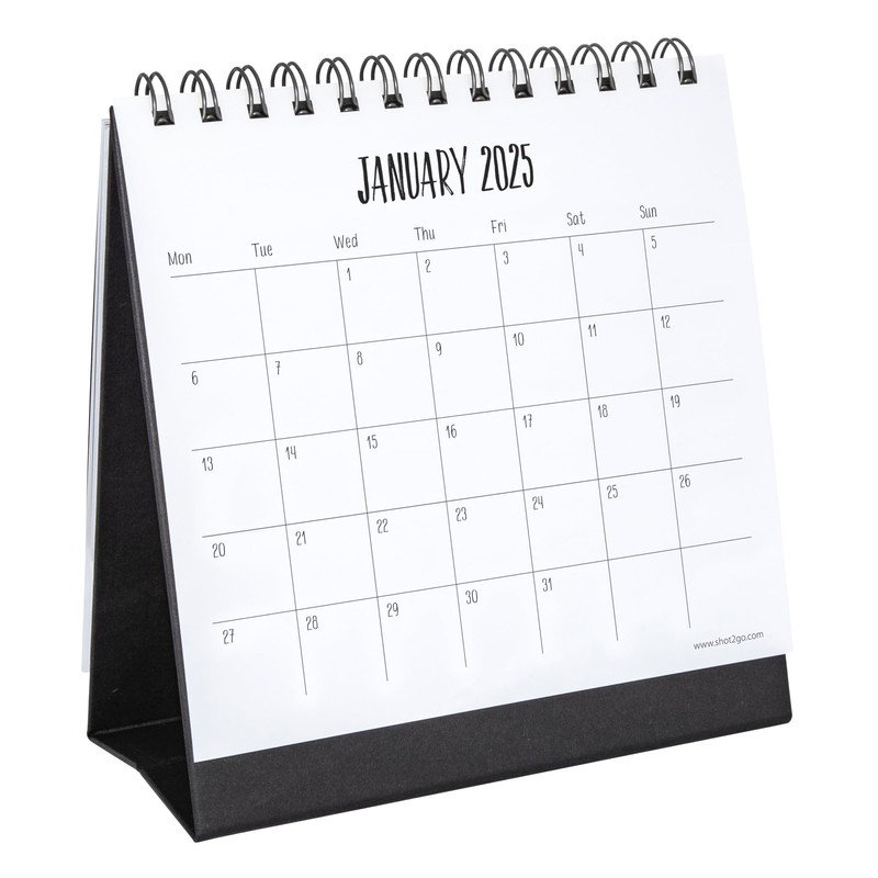 Shot2go 2025 Desktop Photo Calendar Black - Holds 12 4x6"