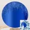 OERJU 7.2x7.2ft Royal Blue Glitter Round Backdrop Luxurious Blue Sequins