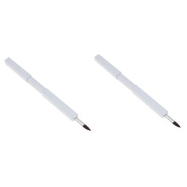 FRCOLOR 2pcs Retractable Lip Brush Nylon Fiber Portable Makeup Applicator for Precise Lip for Daily Use and Travel Compact Design Metal Tube White