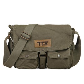 Retro Canvas Messenger Bag - Durable Multi-functional Crossbody Shoulder Bag with Multiple Pockets for Men and Women Army Green
