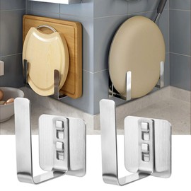 HISEEINLABEL 2pcs Wall Mounted Chopping Cutting Board Rack Pot Lid Storage Holder Kitchen Supplies