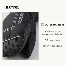 Hestra Baby Zip Long Mitt (Child 1-9yrs) | Waterproof, Insulated Mittens for Toddlers & Kids for Winter & Playing in The Snow - Black/Black - 5