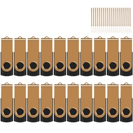 EASTBULL 4GB USB Flash Drive Bulk Thumb Drives 20 Pack with Lanyards USB 2.0 Jump Drive 4GB Memory Sticks Zip Drive Pen Drive for Storage and Backup Gold 20PCS 4GB