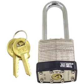 NU-SET Lock |1 1/2-Inch Laminated Steel Keyed Alike Padlock | Laminated Padlock Keyed to Master Lock | Home Improvement & Door Hardware (Grey)