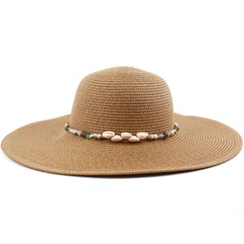 nemokamai Sun Hat Band for Women, Summer Beach Wide Floppy Brim Hatbands Hat Belt, Conch Hat Bands for Straw Fedora Cowboy Cowgirl Hat Blue