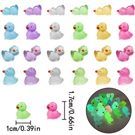 WELANE Mini Resin Ducks, 60 PCS Luminous Color Little Ducks for Prank Game, Desktop, Garden, Outdoor Decoration (About 15 x 10mm)