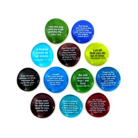 Lifeforce Glass Scripture Glass Stones, 12 of Your Favorite Inspiring Bible Verses on Translucent and Opaque Rocks, Set II.