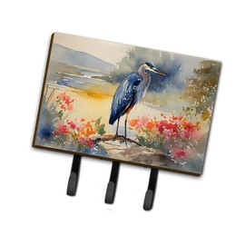 Caroline's Treasures Blue Heron Leash or Key Holder Wall Hooks, Key Hooks Holder, Coat Rack Wall Mount, Coat Hooks, Hooks for Hanging Keys, Towels, Aprons, Leashes