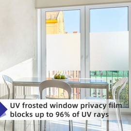 Sesybuty Window Privacy Film with Free Installation Tools, Frosted Glass Static Cling Window Film Sun Blocking Decorative Window Frosting Tint for Home Office(Pure, 29.5 Inch X 13.1 Feet)