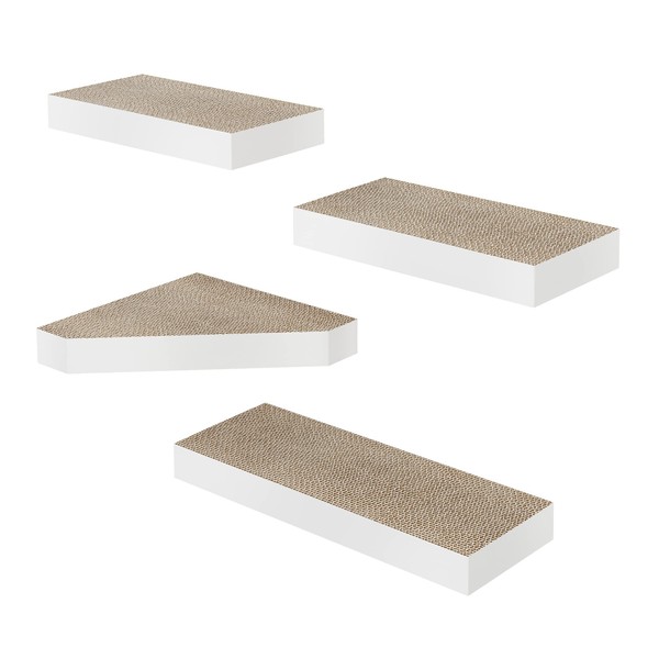 Way Basics Premium Cat Scratcher Floating Wall Shelf (4 Pack)