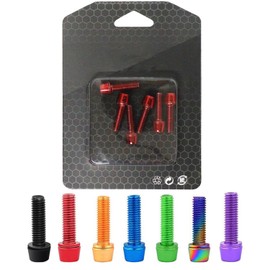 LEAUNGYOO 6pcs Stainless Steel Titanium Plated Hex Socket Bicycle Bolts Bike Stem Hex Bolts for Stem Bolts with Washers Taper Head M5x18mm M5x 23mm Bicycle Motorcycle Wheel License Plate Mounting