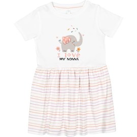 inktastic Cute Elephant Love My Nonna Gift for Grandkids Grandbaby Toddler Dress 4T White with Stripes 45158