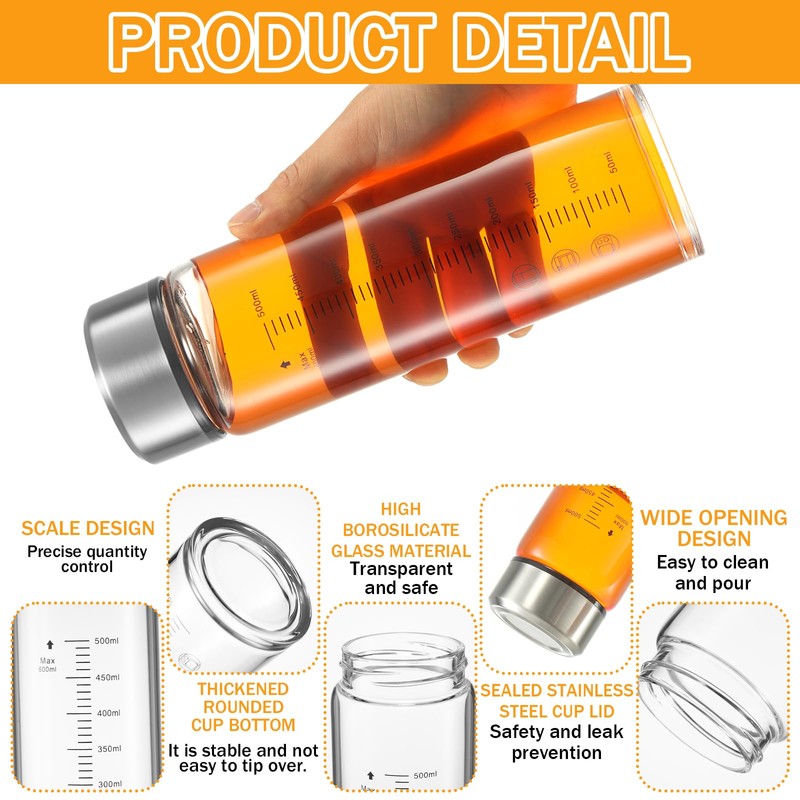 Wopgrty 6 Pack 20oz glass juice bottles with lids, Wide