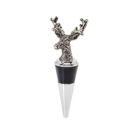 EDZARD Set of 3 Stainless Steel Bottle Stoppers with Stand, Deer, Fox, Pheasant, Height 9 cm