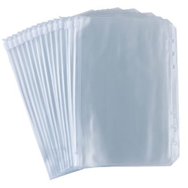 Pack of 30 A6 Binder Pockets, Budget Planner Accessories, PVC 6-Hole Zip Folder, Transparent Pockets, A6 Envelope Method, Budget Planner, Waterproof Plastic Binder Pockets, Ring Binder Accessories