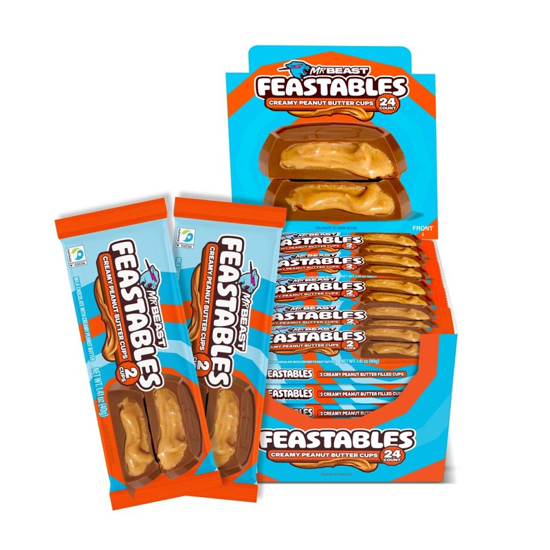 MrBeast Feastables Peanut Butter Cups, 24 Count, Milk Chocolate with