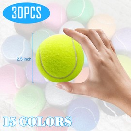 Voittozege 30 Pcs Tennis Balls for Dogs 2.5 Inch Pet Dog Playing Balls Mini Training Dog Balls High Elasticity Practice Puppy Ball for for Large Dog, Medium Small Dogs,15 Colors