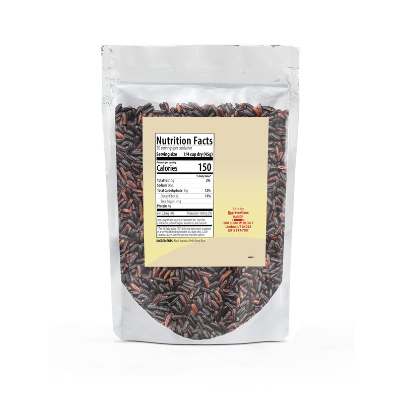 Unpretentious Black Japonica Rice, (5 lb), Good Source of Dietary