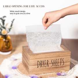 zoocatia Laundry Room Decor Dryer Sheet Container Wood Detergent Dispenser Organization and Storage Box Holder for Laundry Pods, Dryer Balls, Brown