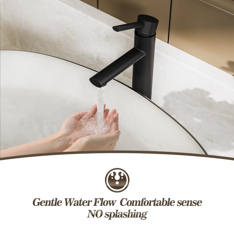 Phiestina Tall Vessel Sink Faucet Black, Bathroom Faucets Tall Single