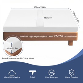 Aukimo Love Bridge for Mattresses with Fitted Sheet, Non-Slip, Mattress Wedge and Gap Filler for Mattresses, Practical Solution for Double Beds <3 Minutes Attached