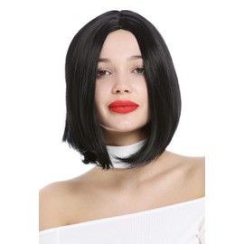 WIG ME UP - YZF-4367-1 Women's Short Concave Wig Choppy Bob Longbob Middle Parting Black