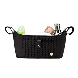 Organizador universal para carriola de bebé, organizador de pañales con correas ajustables para adaptarse a casi cualquier carriola, Negro
