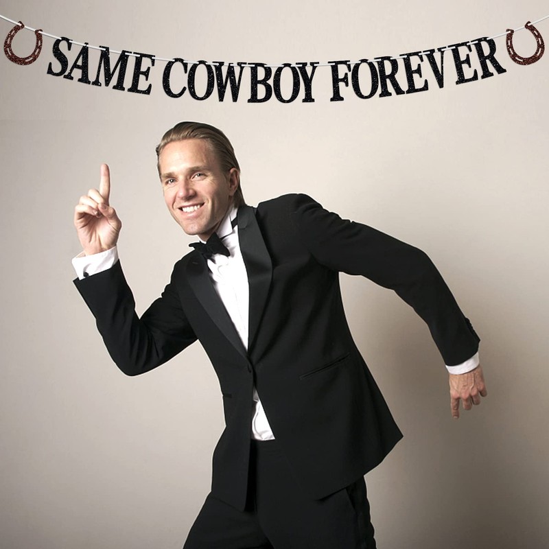 Same Cowboy Forever Banner, Country Western Bachelorette / Divertida decoración