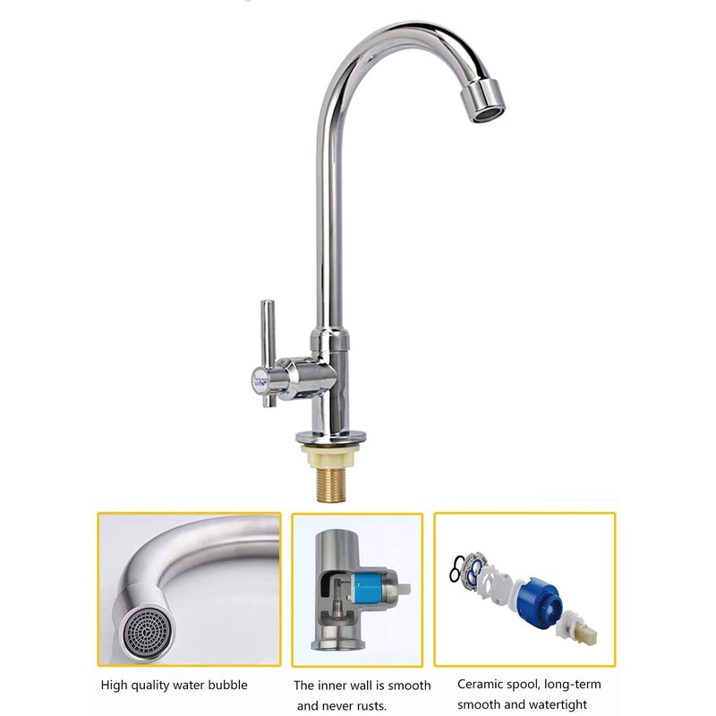 Cold Water Faucet Only, High Arc Single Handle One Hole