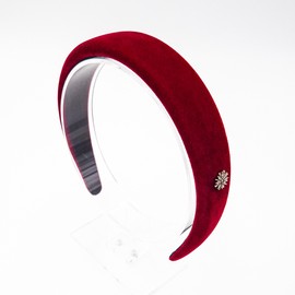 Burnaby Wide Red Velvet Thick Point Hair Band / 버나비 와이드 레드 벨벳 도톰 포인트 헤어 밴드