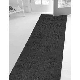 Custom Length Special Size Non-Slip Carpet Runner Rug for Long Narrow Hallways, Prevent Slippery Cold Floors, Art Anthracite Grey, 25 '' X 5 '