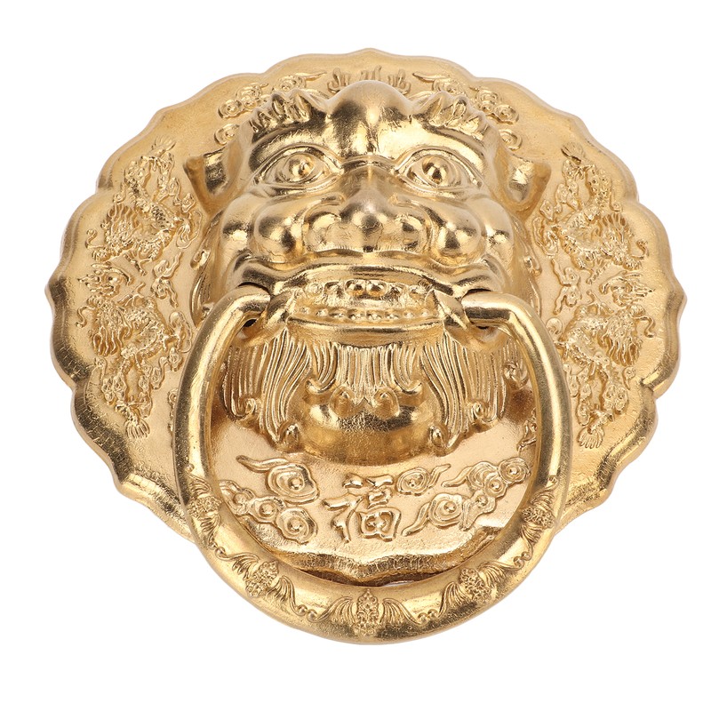Door Knocker Chinese Animal Head Style Modelled Antique Brass Easy