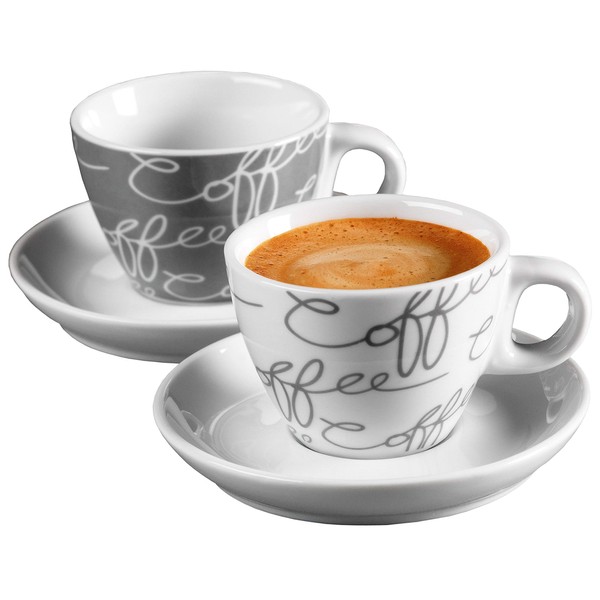 Ritzenhoff & Breker Cornello Espresso Set, 2 Cups & 2 Saucers, Grey, 80 ml
