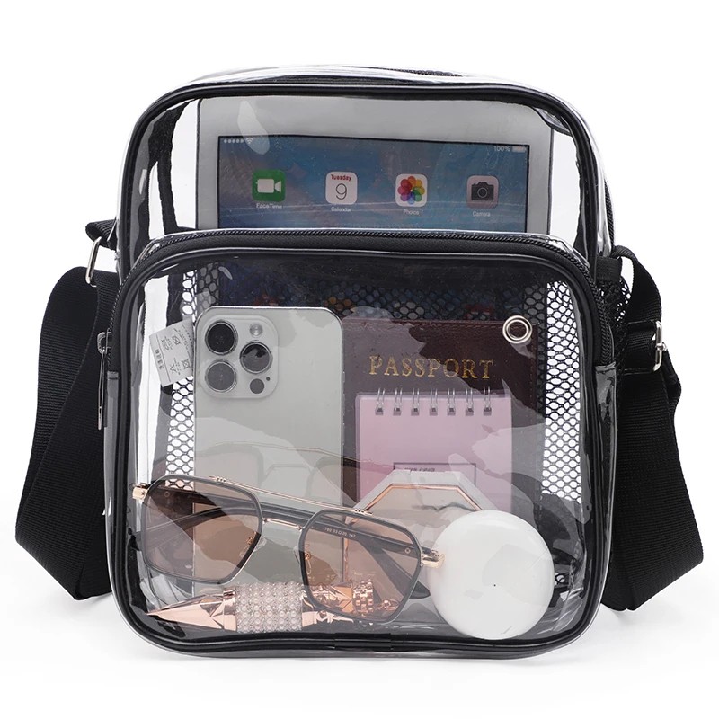 Clear PVC Crossbody Bag for Concerts – 28×21×9cm Lightweight Shoulder