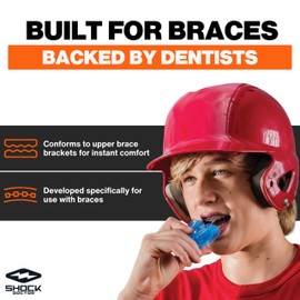 Double Braces Strapless Mouth Guard, Blue, Adult