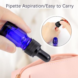 JIUWU 25-Pack 5ml Glass Dropper Bottles, Small Empty Dropper Bottle for Essential Oils, Cosmetics, Perfume & Liquids, with Funnels, Travel-Blue Lab Sample Bottles