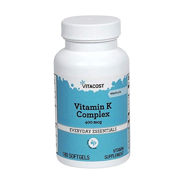 Vitacost Vitamin K Complex with K1 & K2-400 mcg - 180 Softgels