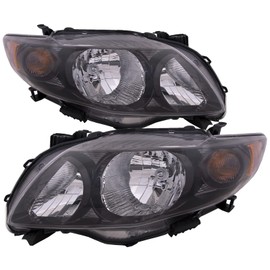 HEADLIGHTSDEPOT Left And Right Pair CAPA Certified Headlight Compatible With 2009-2010 Toyota Corolla S/XRS